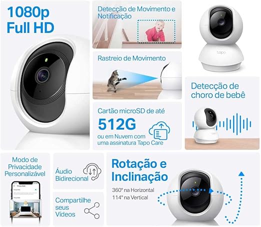 Câmera de Segurança Wi-Fi TP-Link Tapo C200 360° Full HD 1080p com Visão Noturna e Detecção de Movimento - Imagem 9