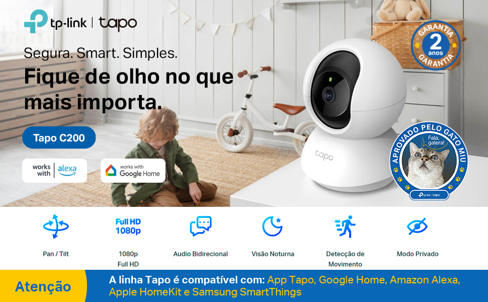 Câmera de Segurança Wi-Fi TP-Link Tapo C200 360° Full HD 1080p com Visão Noturna e Detecção de Movimento - Imagem 4