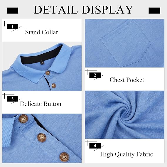 Camisa Polo Masculina Manga Comprida PICKLION Casual com Bolso - Imagem 5