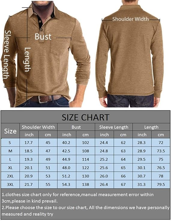 Camisa Polo Masculina Manga Comprida PICKLION Casual com Bolso - Imagem 6