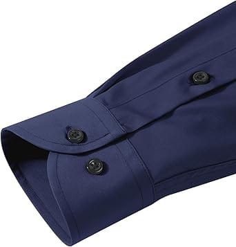 Camisa Social Masculina Slim Fit Lusead Manga Longa Sem Rugas Azul Marinho - Imagem 3