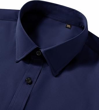 Camisa Social Masculina Slim Fit Lusead Manga Longa Sem Rugas Azul Marinho - Imagem 5