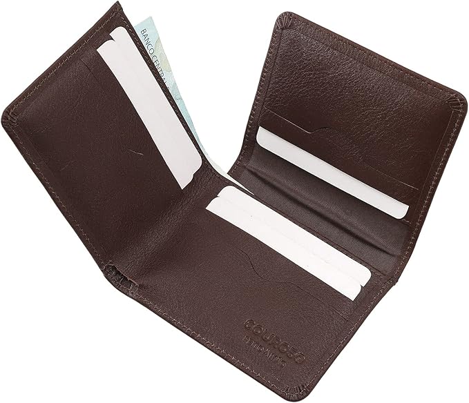 Carteira Couro50 Slim Masculina em couro legítimo cor pinhão