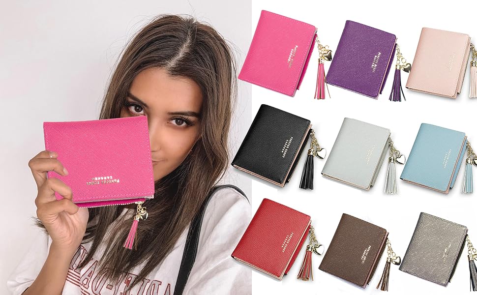 Carteira Feminina VALENTORIA Pequena Rosa com Pingente Coração e Proteção RFID - Imagem 3