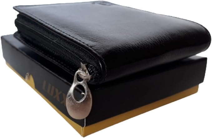 Carteira Masculina de Couro com Zíper LUXXO Preta Porta Documentos e Cartões - Imagem 2