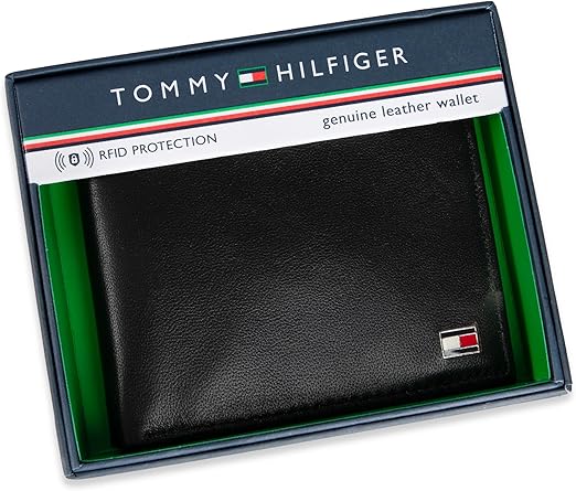 Carteira Masculina Tommy Hilfiger de Couro preta com proteção RFID