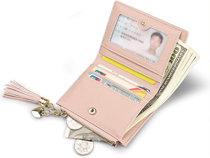 Carteira Feminina VALENTORIA Pequena Rosa com Pingente Coração e Proteção RFID - Imagem 8
