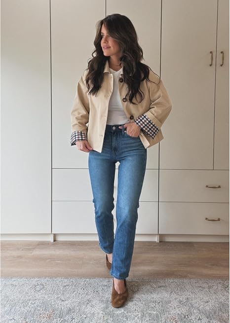 Sobretudo Feminino Curto Dqbeng com Forro Xadrez: elegância europeia e sofisticação para outono e inverno - Imagem 7