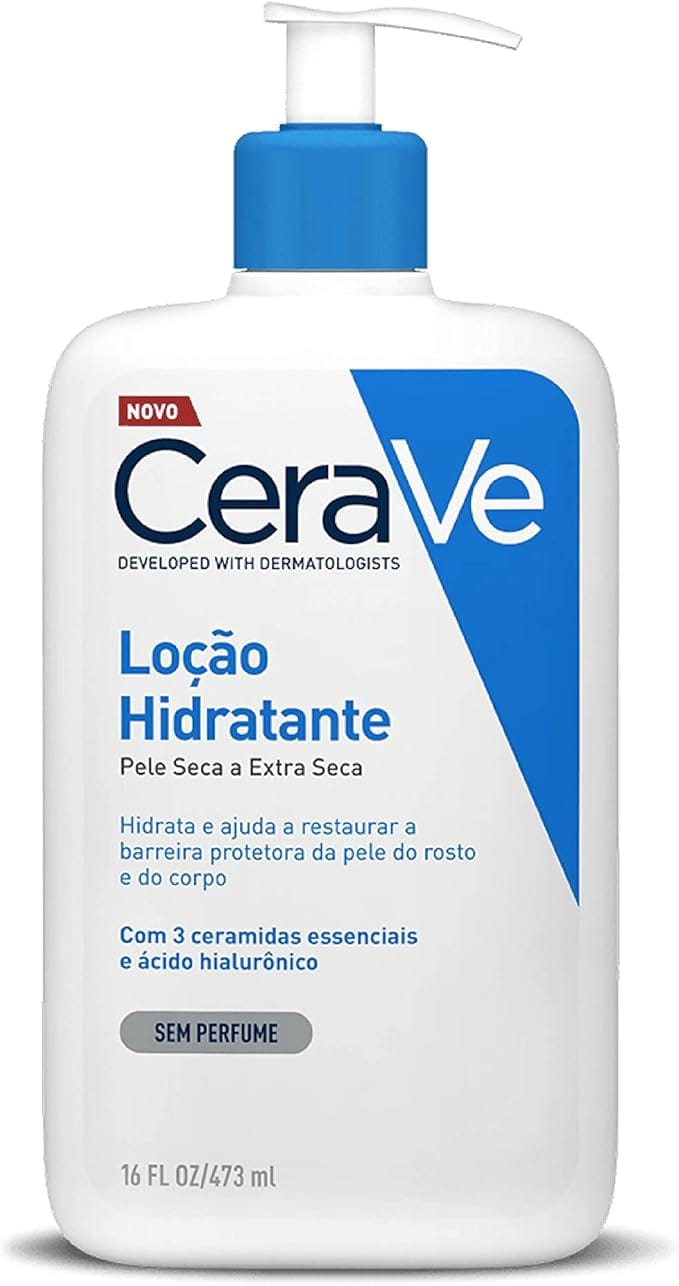 CeraVe Loção Hidratante Corporal 473ml com ácido hialurônico e ceramidas para pele seca