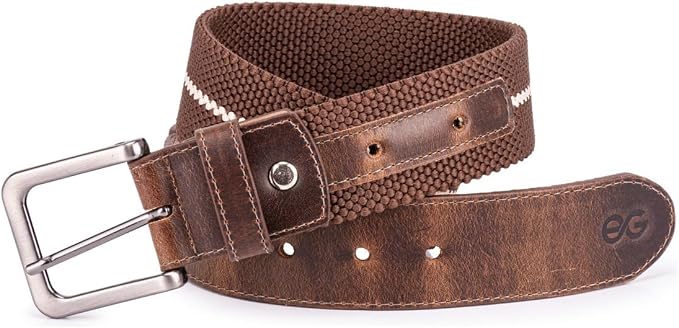 Cinto Masculino Couro Legítimo Elástico Casual marrom em couro legítimo com ajuste confortável