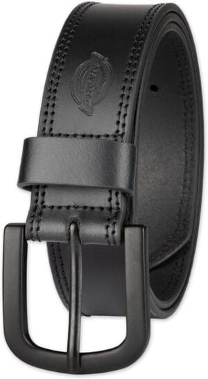 Cinto masculino couro preto Dickies em couro legítimo com fivela preta fosca