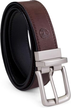 Cinto Reversível de Couro Clássico Timberland em couro legítimo marrom e preto