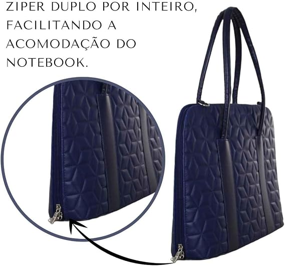 Bolsa Pasta Para Notebook Feminina FM Farmel Diamond Azul 15,6 Polegadas - Imagem 2