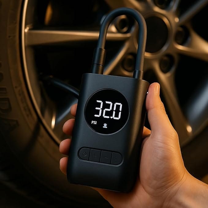 Compressor Bomba de Ar Portátil Digital com Lanterna LED e Calibrador Automático - Imagem 10