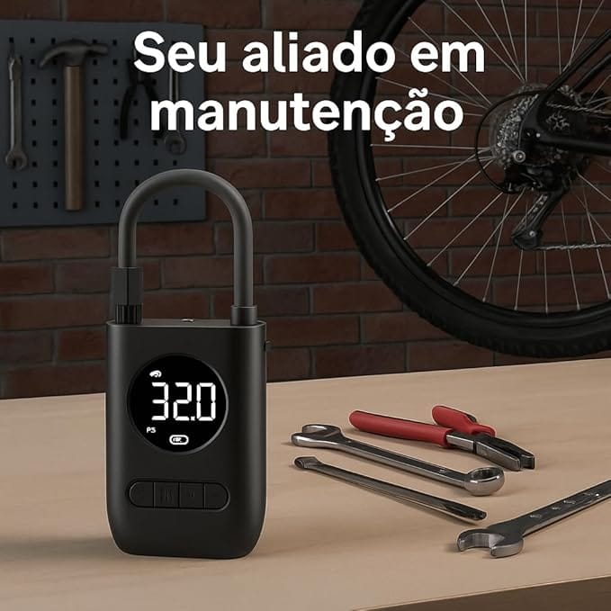 Compressor Bomba de Ar Portátil Digital com Lanterna LED e Calibrador Automático - Imagem 5