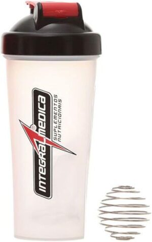 Coqueteleira Integralmédica 600ml com Mola Misturadora transparente para whey protein e creatina