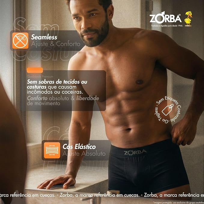 Kit 4 Cuecas Boxer Zorba Algodão Sem Costura Max Fresh Masculina - Imagem 3
