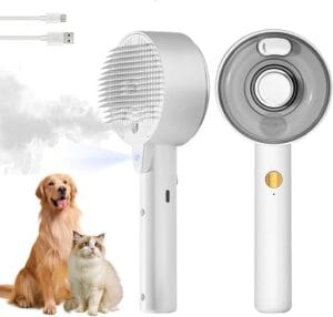 Escova Pet Vapor 4 em 1 removedora de pelos para cães e gatos com névoa antiestática e massagem