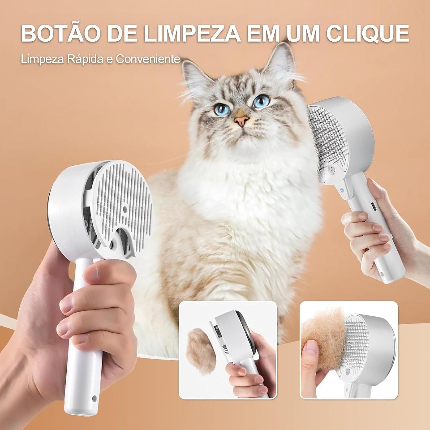 Escova Pet Vapor 4 em 1 Removedora de Pelos para Cães e Gatos com Névoa Antiestática e Massagem - Imagem 6