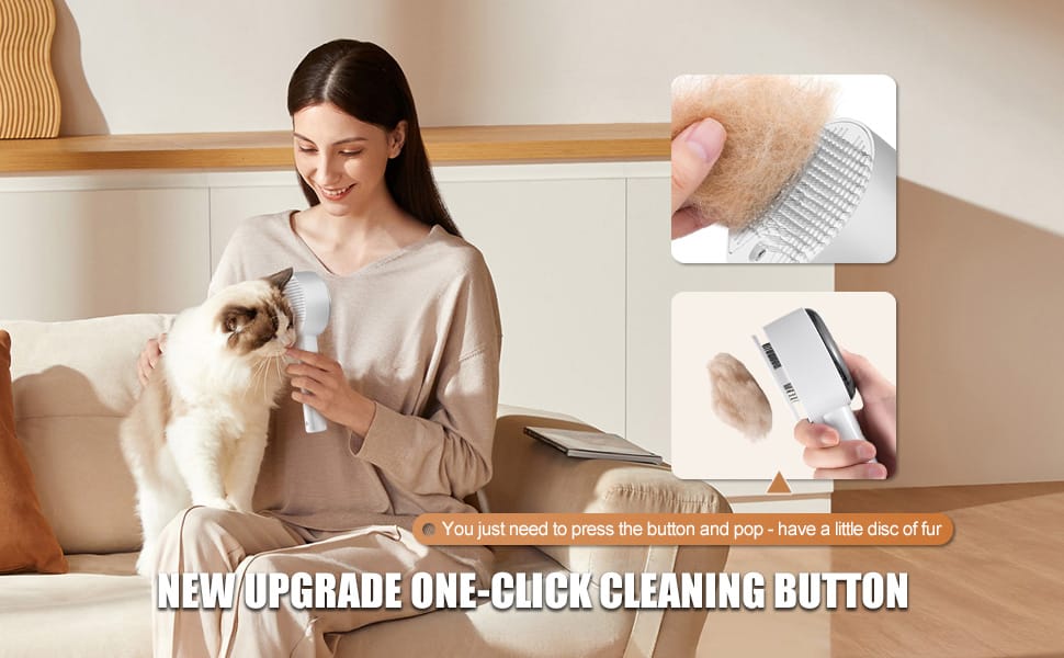 Escova Pet Vapor 4 em 1 Removedora de Pelos para Cães e Gatos com Névoa Antiestática e Massagem - Imagem 3