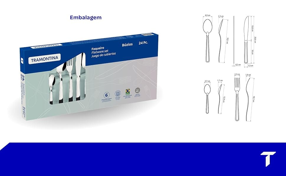 Faqueiro Tramontina Búzios Aço Inox 24 Peças para Mesa e Jantar - Imagem 3