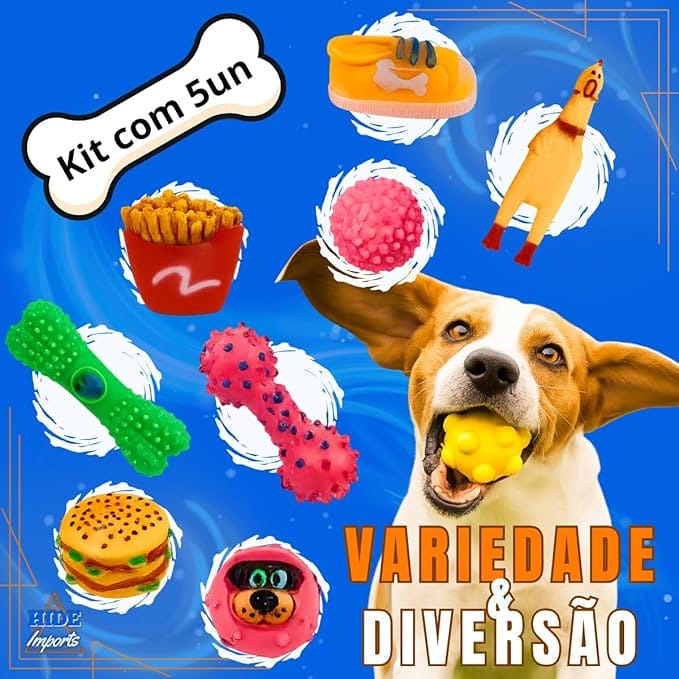 Kit 5 Brinquedos Mordedores para Filhotes com Galinha Sonora e Bolinhas Pet - Imagem 10