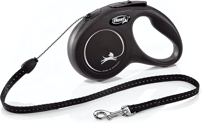 Guia Retrátil Flexi Classic preta 4,9m para cães pequenos com sistema de freio ergonômico