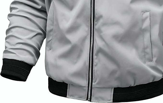 Jaqueta Aviador Masculina TLZC Bomber Slim Fit Corta-Vento Cinza - Imagem 5