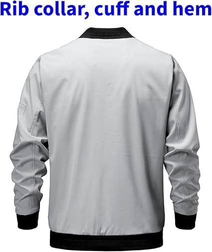 Jaqueta Aviador Masculina TLZC Bomber Slim Fit Corta-Vento Cinza - Imagem 7
