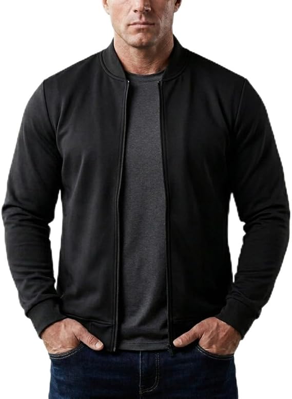 Jaqueta Scuba Masculina Térmica preta com zíper e modelagem moderna