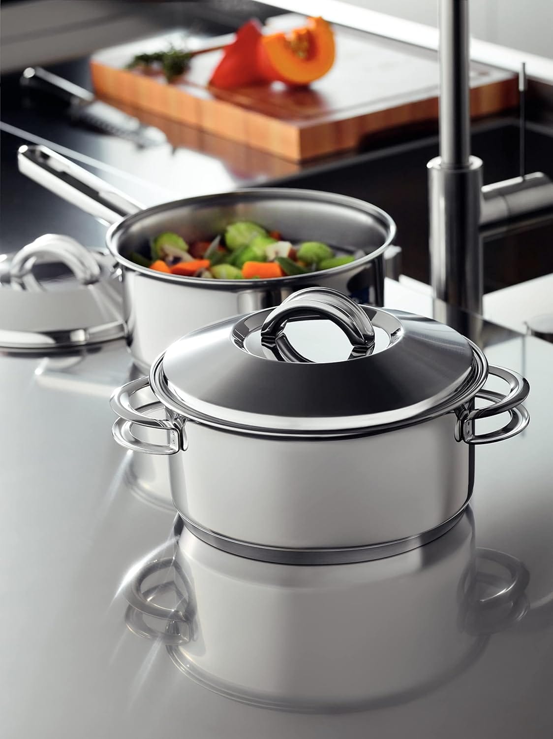 Jogo de Panelas Tramontina Solar em Aço Inox com Fundo Triplo e Tampas de Inox 6 Peças - Imagem 3