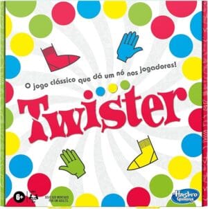 Jogo Twister Hasbro com tapete colorido e novos movimentos de equilíbrio