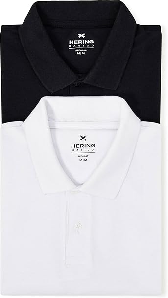Kit 2 Camisas Polo Hering Masculinas preto e branco em malha piquet