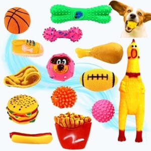 Kit Brinquedos Mordedores para Filhotes com galinha sonora e bolinhas pet