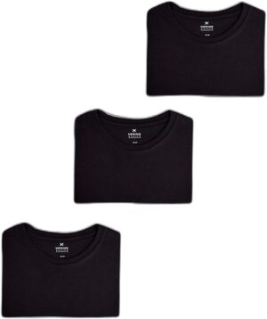 Kit com 3 Camisetas Masculinas Hering em algodão preto cinza e branco