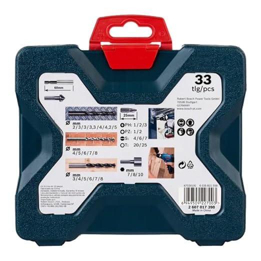 Bosch Kit de Pontas e Brocas X-Line 33 Peças com Maleta para Madeira, Metal e Alvenaria - Imagem 7