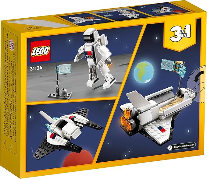 LEGO Creator Ônibus Espacial 3 em 1 nave espacial montada com satélite e peças originais LEGO para crianças a partir de 6 anos.