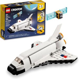 LEGO Creator Ônibus Espacial 3 em 1 nave espacial montada com satélite e peças originais LEGO para crianças a partir de 6 anos.