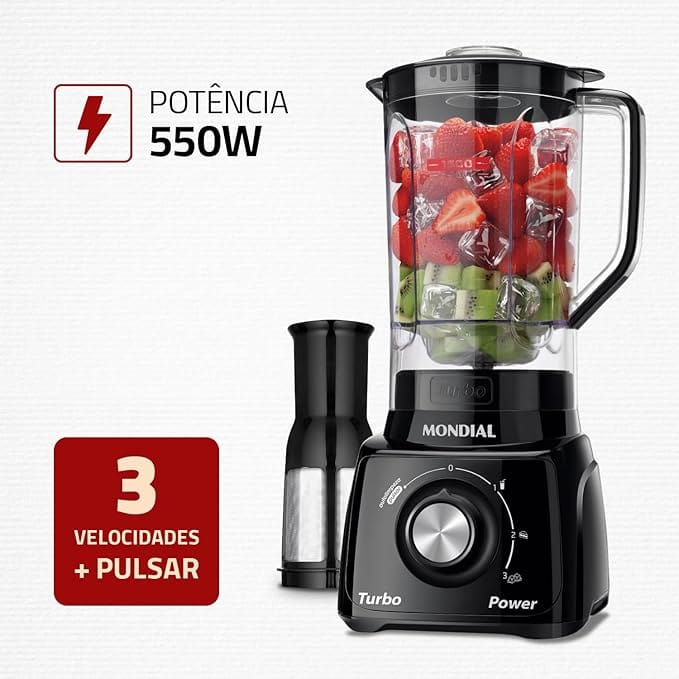 Liquidificador Mondial Turbo Power 550W 2,2L com Filtro Inox L-99 FB - Imagem 12
