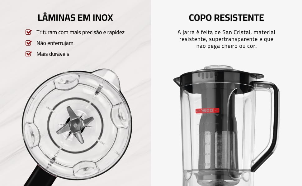 Liquidificador Mondial Turbo Power 550W 2,2L com Filtro Inox L-99 FB - Imagem 5