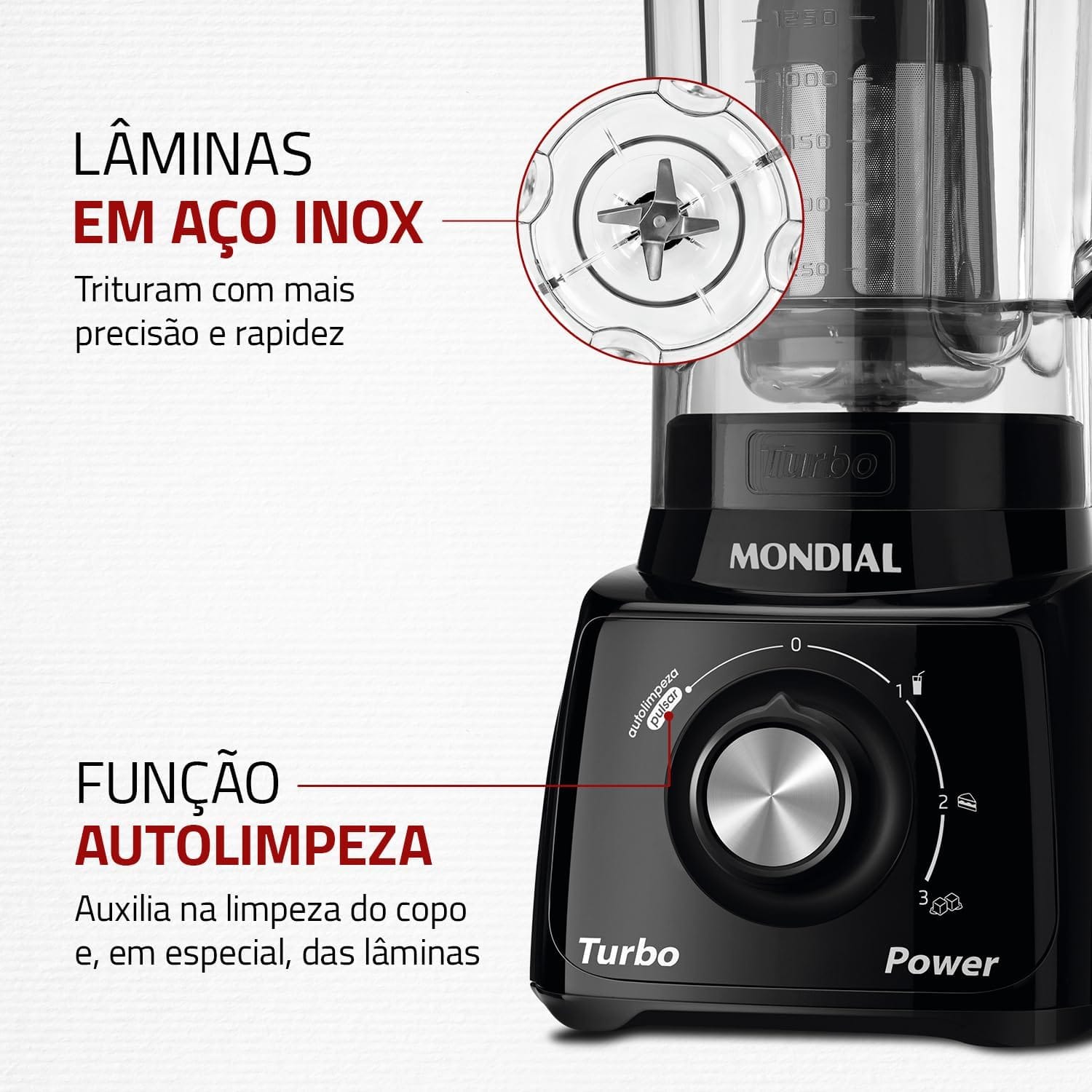 Liquidificador Mondial Turbo Power 550W 2,2L com Filtro Inox L-99 FB - Imagem 8