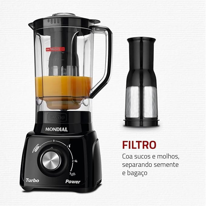 Liquidificador Mondial Turbo Power 550W 2,2L com Filtro Inox L-99 FB - Imagem 15