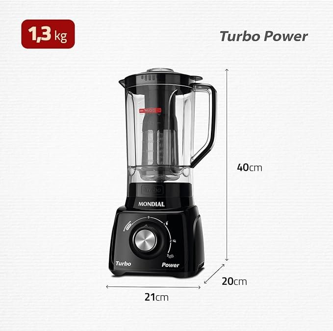 Liquidificador Mondial Turbo Power 550W 2,2L com Filtro Inox L-99 FB - Imagem 13