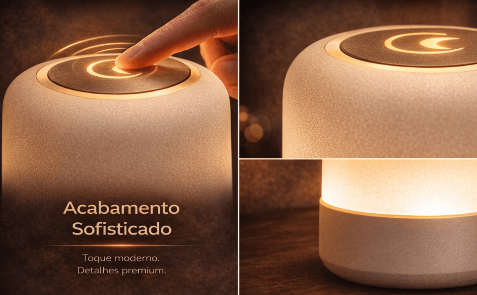 Luminária de Mesa LED Touch Recarregável 360° com 3 Modos de Iluminação Sem Fio - Imagem 3