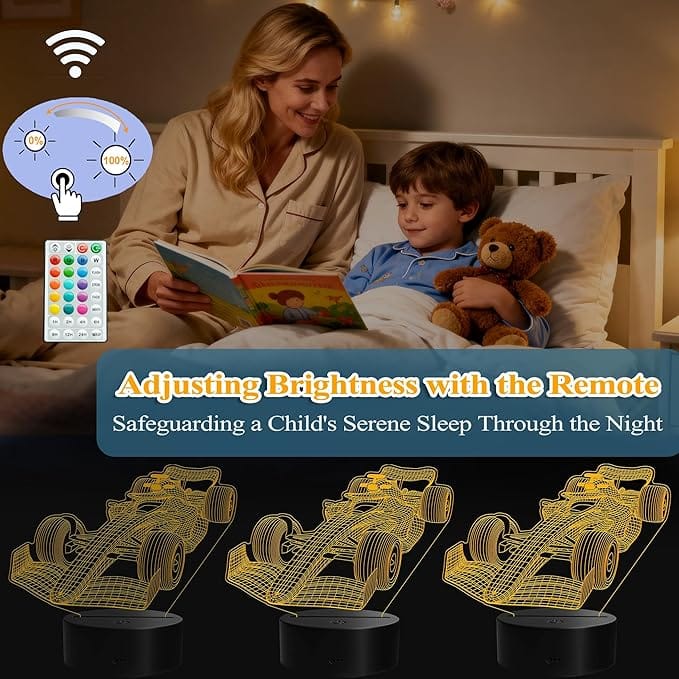 Luminária LED 3D Fórmula 1 com Controle Remoto 16 Cores RGB - Imagem 4