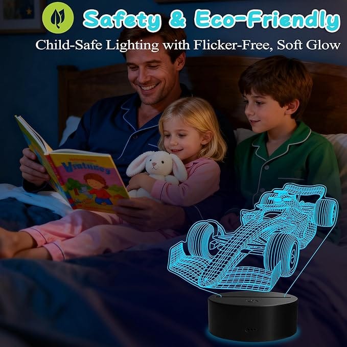 Luminária LED 3D Fórmula 1 com Controle Remoto 16 Cores RGB - Imagem 2