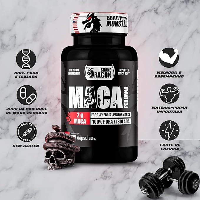 Maca Peruana Negra 2000mg 120 Cápsulas Premium Importada Snake Dragon - Imagem 9