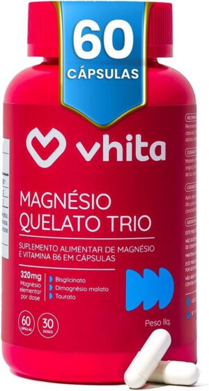 Magnésio Quelato Trio Vhita com Vitamina B6 60 cápsulas