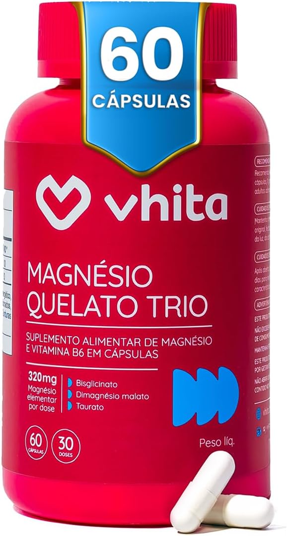Magnésio Quelato Trio Vhita com Vitamina B6 60 cápsulas