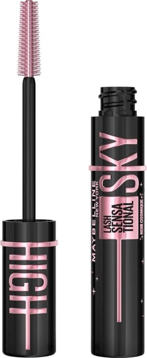 Máscara de Cílios Maybelline Sky High Cosmic Black lavável com extrato de bambu e efeito alongador